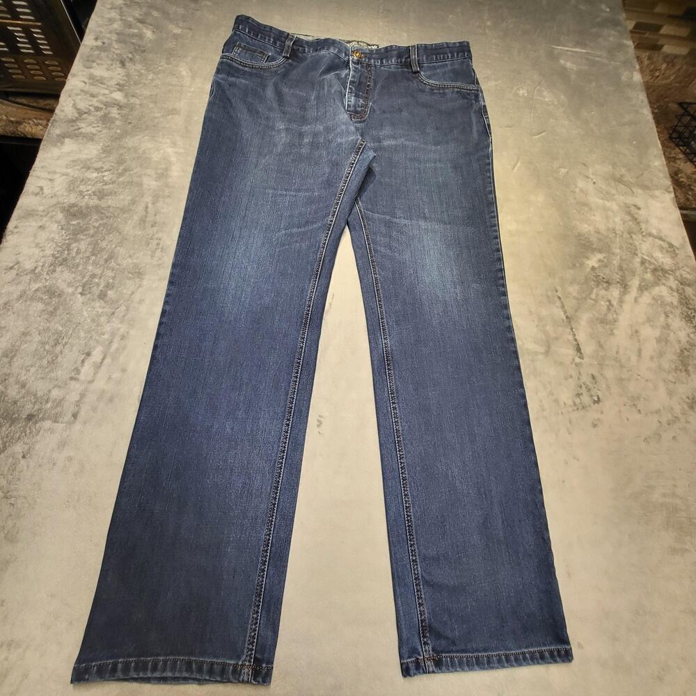 Enzo Denim Jeans Mens 40x33 Blue Straight Leg Denim Medium Wash Casual Pants